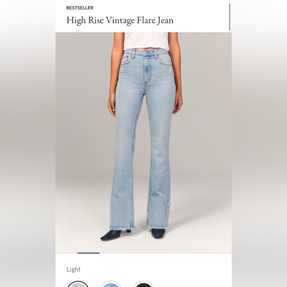 Abercrombie & Fitch Blue Flare Leg Jeans with High-Rise Waist 25 XShort
